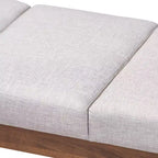 Gray / Grayish Beige Tufted Upholstered Wood Bench, Seats 2
