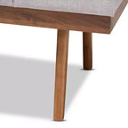Gray / Grayish Beige Tufted Upholstered Wood Bench, Seats 2