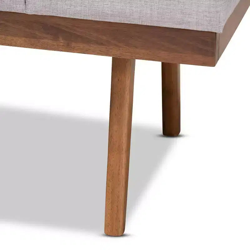 Gray / Grayish Beige Tufted Upholstered Wood Bench, Seats 2