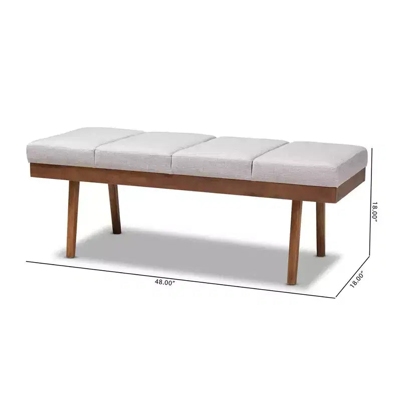 Gray / Grayish Beige Tufted Upholstered Wood Bench, Seats 2
