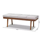 Gray / Grayish Beige Tufted Upholstered Wood Bench, Seats 2