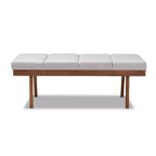 Gray / Grayish Beige Tufted Upholstered Wood Bench, Seats 2
