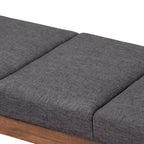 Gray / Grayish Beige Tufted Upholstered Wood Bench, Seats 2