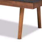Gray / Grayish Beige Tufted Upholstered Wood Bench, Seats 2