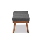 Gray / Grayish Beige Tufted Upholstered Wood Bench, Seats 2