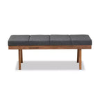 Gray / Grayish Beige Tufted Upholstered Wood Bench, Seats 2
