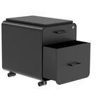Black 2-Drawer File Cabinet with Seat Cushion, Lockable, for 1 User