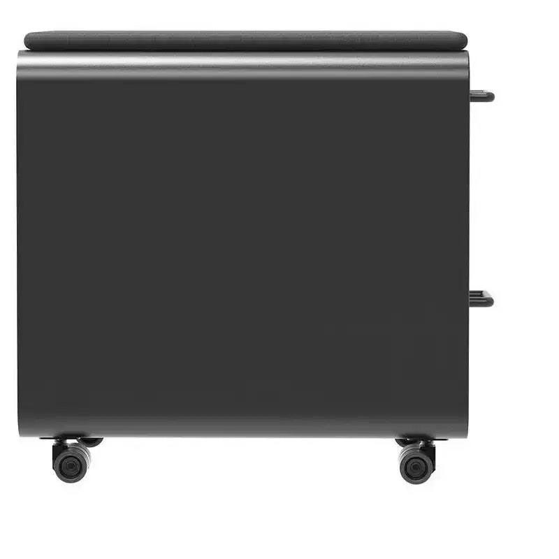 Black 2-Drawer File Cabinet with Seat Cushion, Lockable, for 1 User