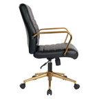 White Mid-Back Faux Leather Office Chair, Adjustable Height, Seats 1