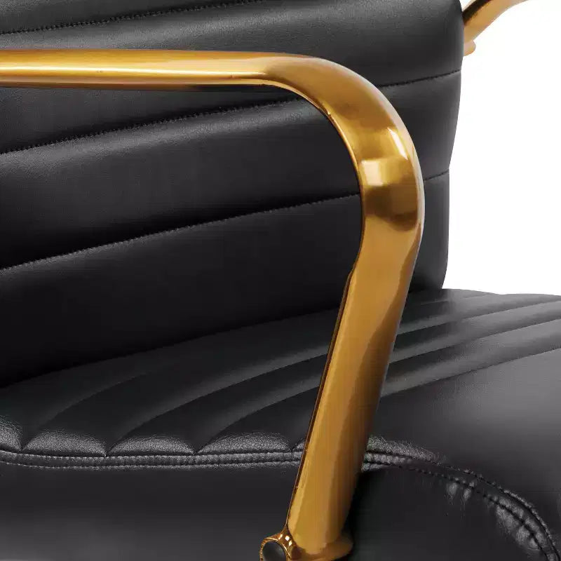 White Mid-Back Faux Leather Office Chair, Adjustable Height, Seats 1