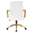 White Mid-Back Faux Leather Office Chair, Adjustable Height, Seats 1