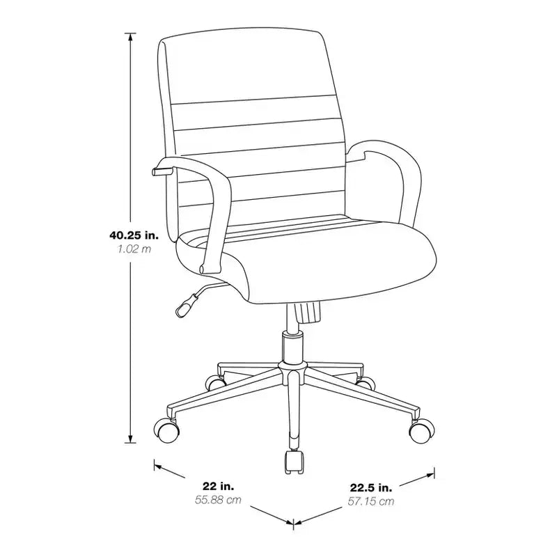 White Mid-Back Faux Leather Office Chair, Adjustable Height, Seats 1