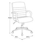 White Mid-Back Faux Leather Office Chair, Adjustable Height, Seats 1
