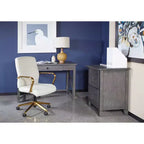 White Mid-Back Faux Leather Office Chair, Adjustable Height, Seats 1