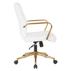 White Mid-Back Faux Leather Office Chair, Adjustable Height, Seats 1