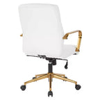 White Mid-Back Faux Leather Office Chair, Adjustable Height, Seats 1