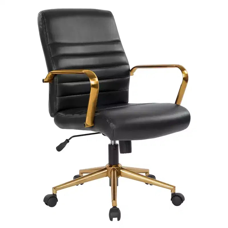 White Mid-Back Faux Leather Office Chair, Adjustable Height, Seats 1