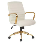 White Mid-Back Faux Leather Office Chair, Adjustable Height, Seats 1