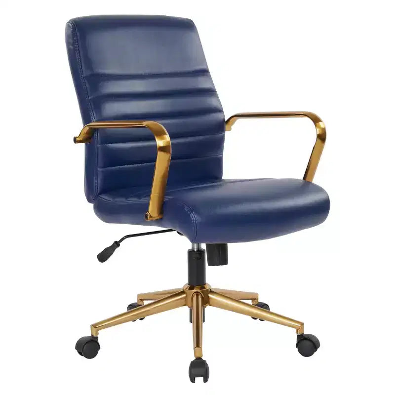 White Mid-Back Faux Leather Office Chair, Adjustable Height, Seats 1