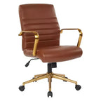 White Mid-Back Faux Leather Office Chair, Adjustable Height, Seats 1