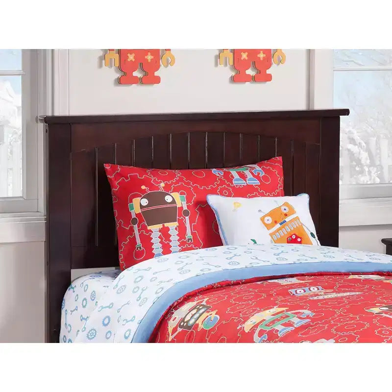 Espresso / White / Gray Twin Headboard with USB Charging, Bed Frame Mounted, 1-Person