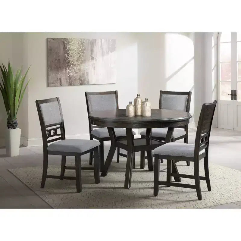 Cream/Walnut Round Dining Table, Seats 4