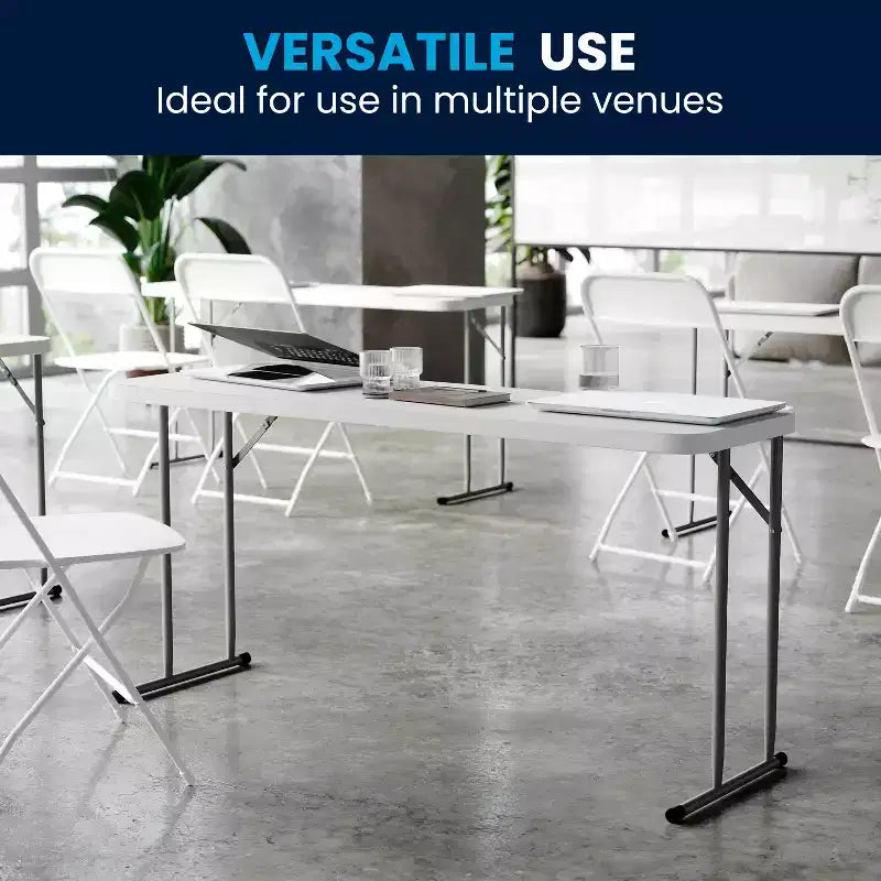White Rectangular Folding Table, Seats 2