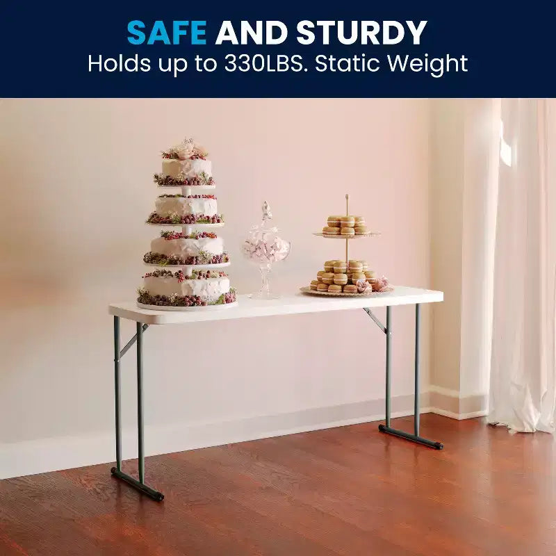 White Rectangular Folding Table, Seats 2