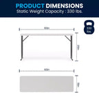 White Rectangular Folding Table, Seats 2