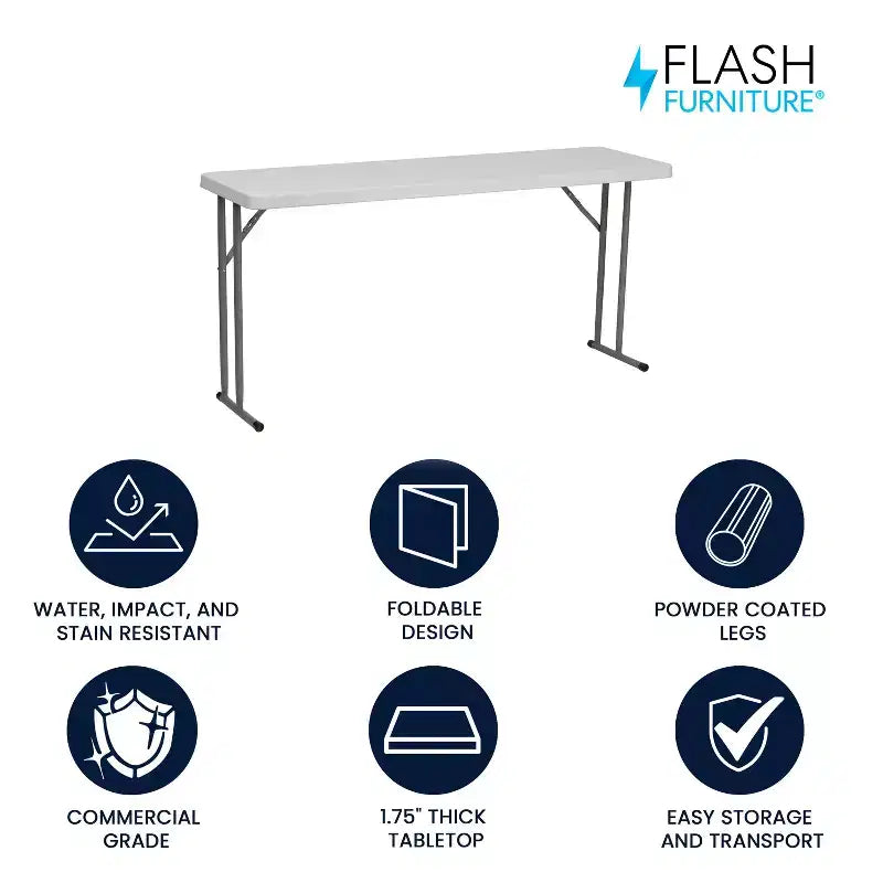 White Rectangular Folding Table, Seats 2