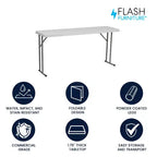 White Rectangular Folding Table, Seats 2
