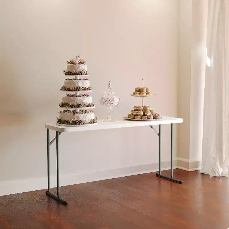 White Rectangular Folding Table, Seats 2
