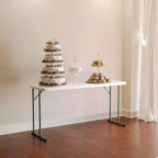 White Rectangular Folding Table, Seats 2