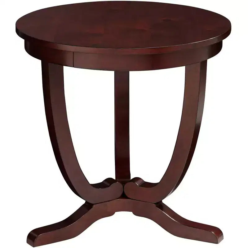 Elm Lane Nash-II Vintage Espresso Wood Round Accent Table 24 Wide Dark Brown Curving Legs for Spaces Living Room Bedroom Bedside Entryway Office Home