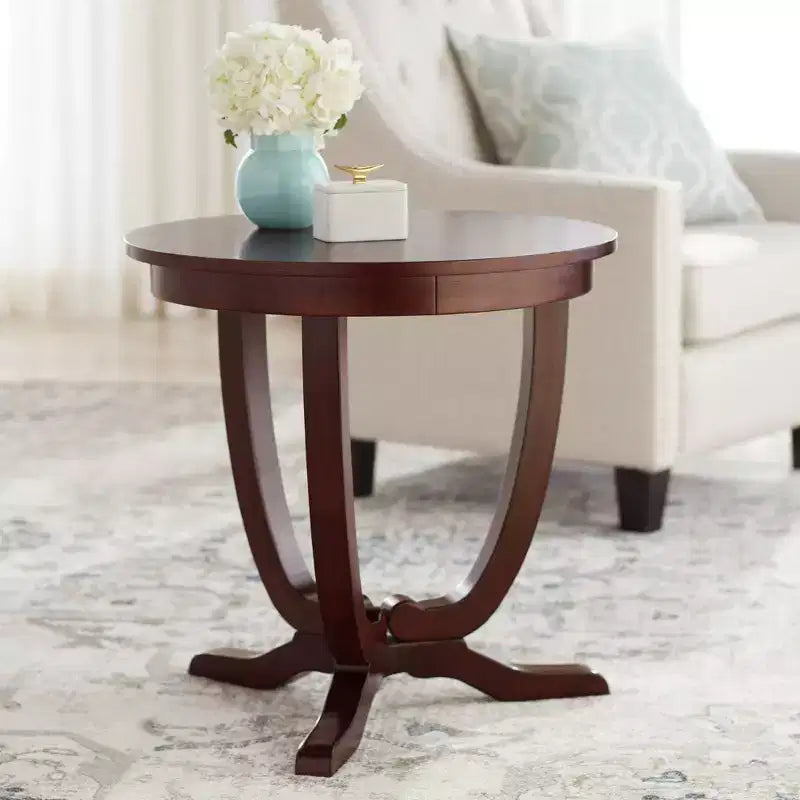 Espresso Brown Round Accent Table, 3-Leg, Single