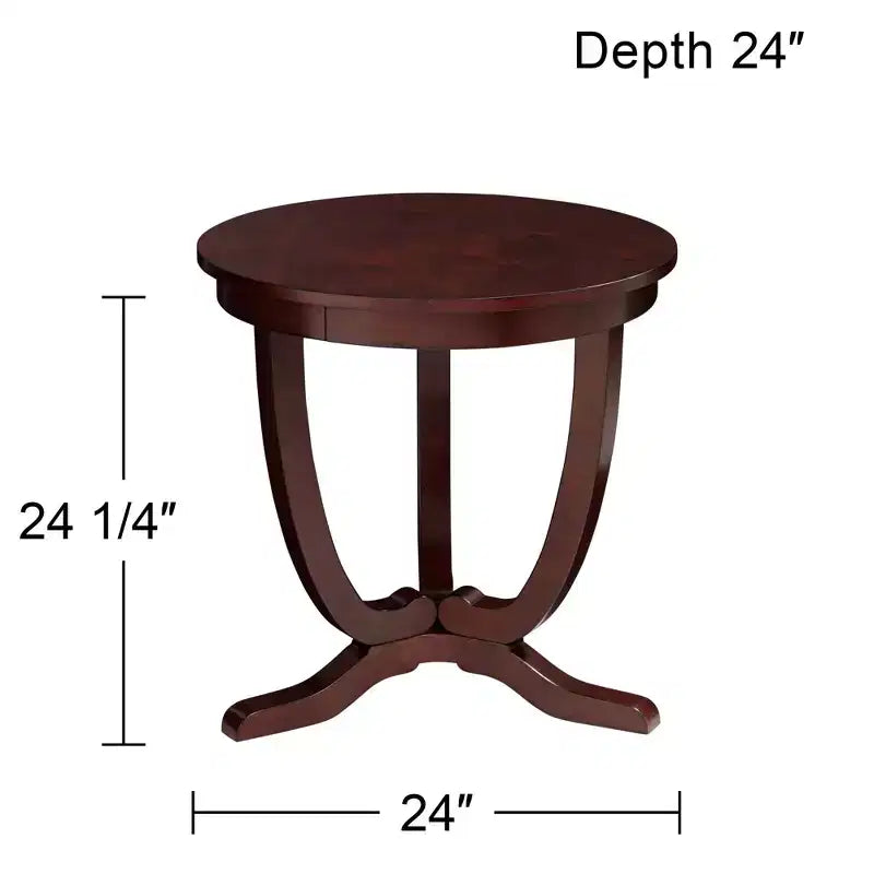 Espresso Brown Round Accent Table, 3-Leg, Single