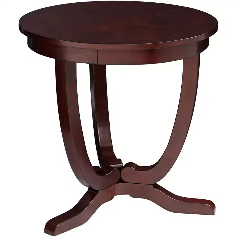 Espresso Brown Round Accent Table, 3-Leg, Single