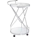 Studio 55D Page 29 1/2 High Glass and Chrome Rolling Serving Bar Cart