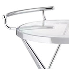 Clear & White Glass 2-Shelf Rolling Bar Cart, Chrome, 2-Person