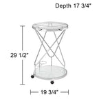 Clear & White Glass 2-Shelf Rolling Bar Cart, Chrome, 2-Person