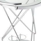Clear & White Glass 2-Shelf Rolling Bar Cart, Chrome, 2-Person