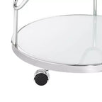 Clear & White Glass 2-Shelf Rolling Bar Cart, Chrome, 2-Person